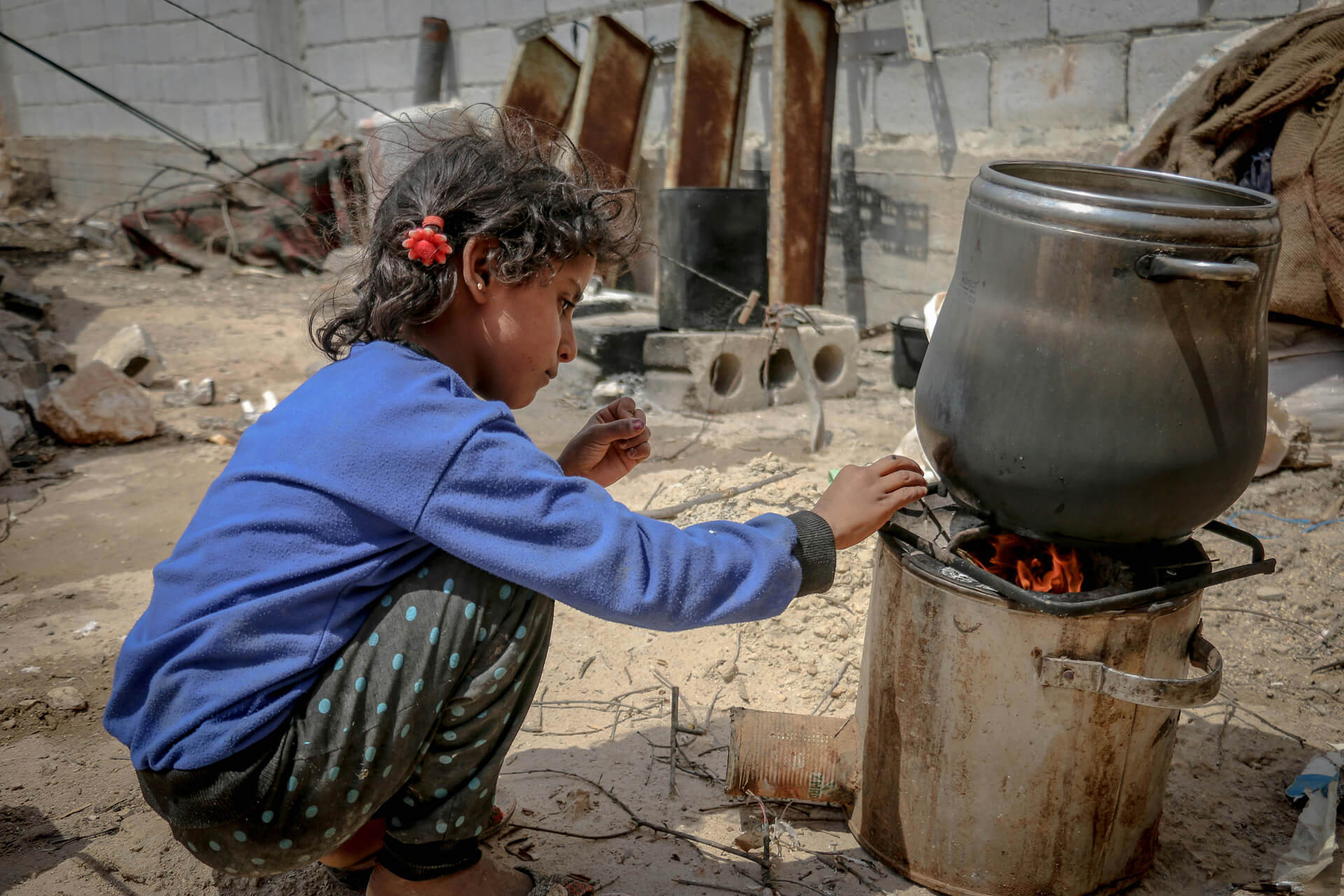 Child lighting fire
