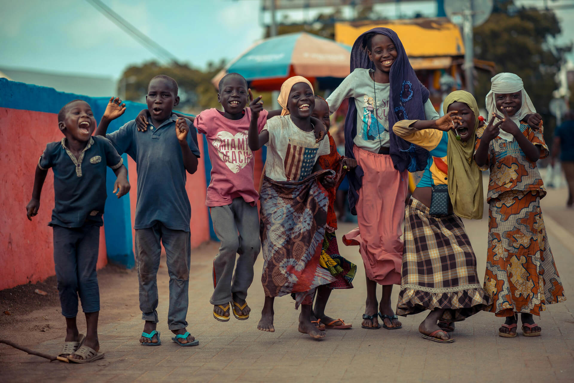 Joyful children on the street